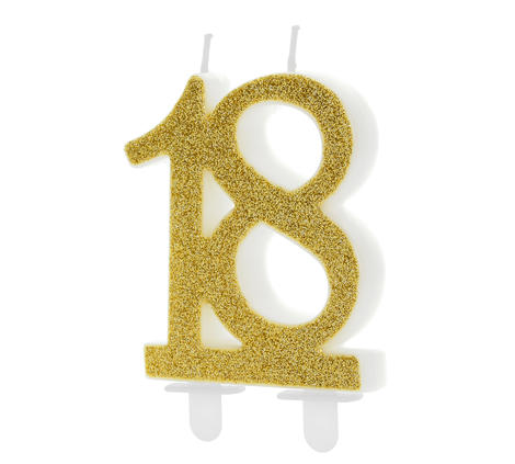 Candelina Compleanno Numero 18 Oro  